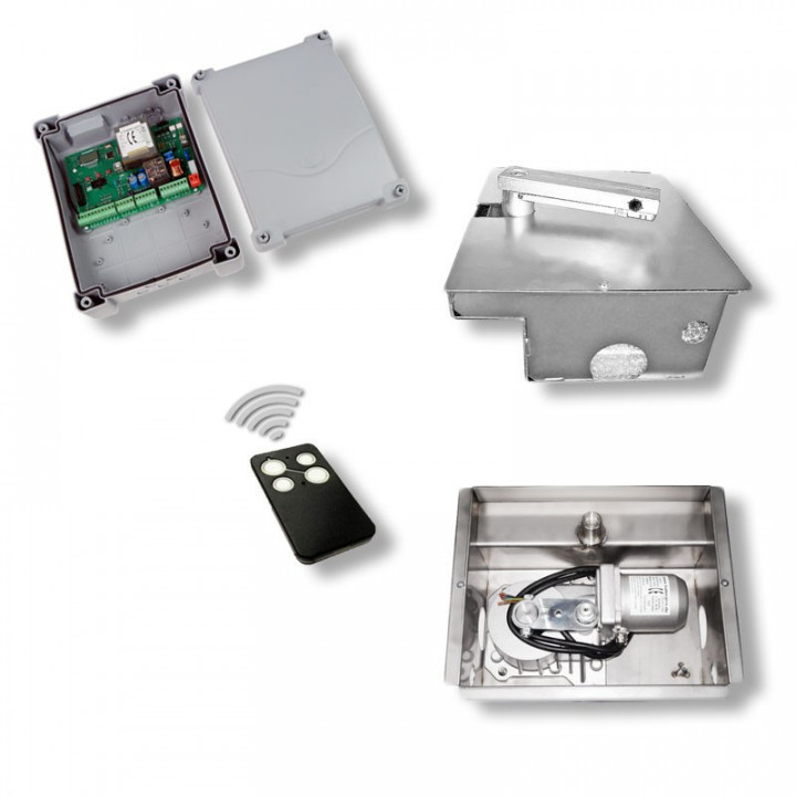 Unterflur-Drehtorantrieb Shark, Eco-Kit, Edelstahl, für 1-flügelige Tore bis 3,5m oder max. 600kg