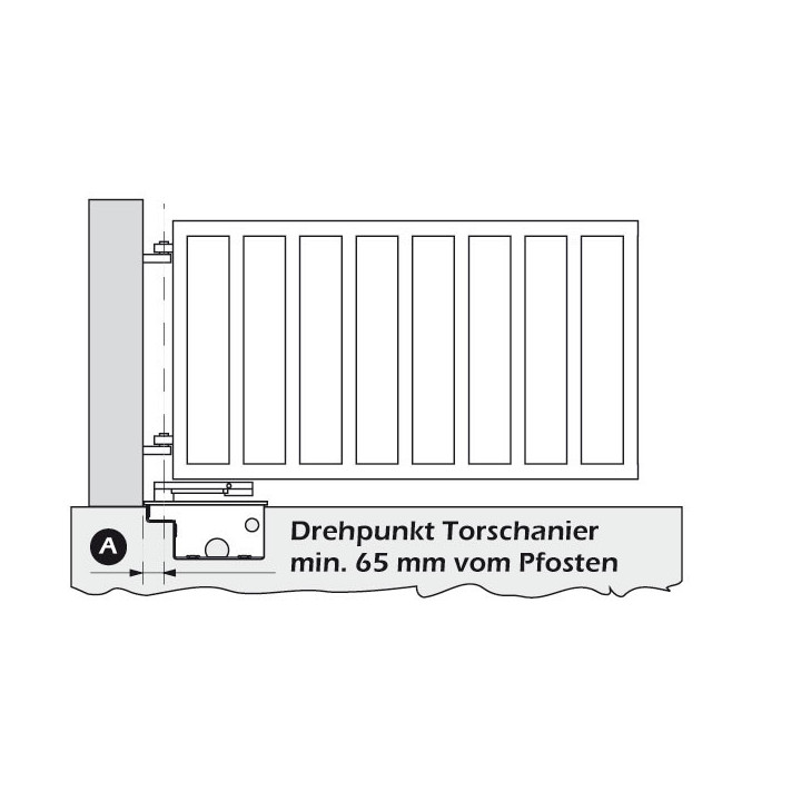 Unterflur-Drehtorantrieb Shark, Eco-Kit, Edelstahl, für 1-flügelige Tore bis 3,5m oder max. 600kg