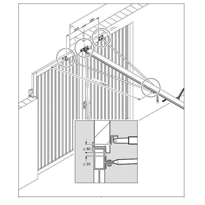 Flügeltorbeschlag für Garagen, Flügeltor, 2-flügelig
