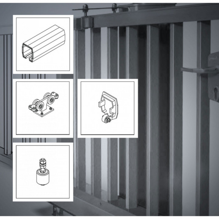 FST107 AZ bis 4,5 m, Eco-Kit, Schiebetor, Aluminium-Beschlag, freitragend